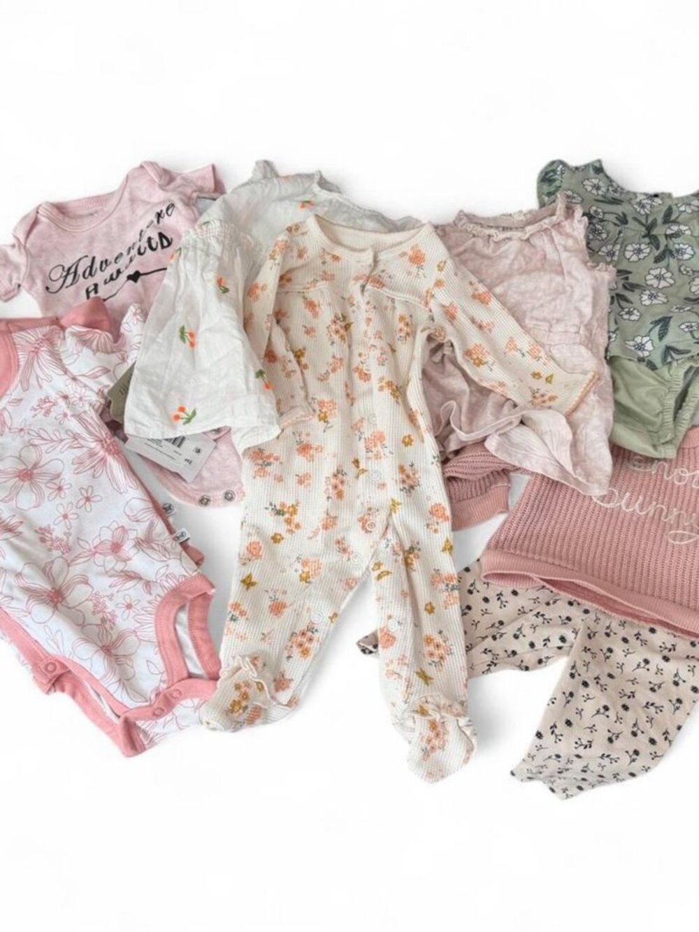 Baby Girl 0-3 Months 10-Piece Clothes Bundle 4 NWT Bodysuits Leggings